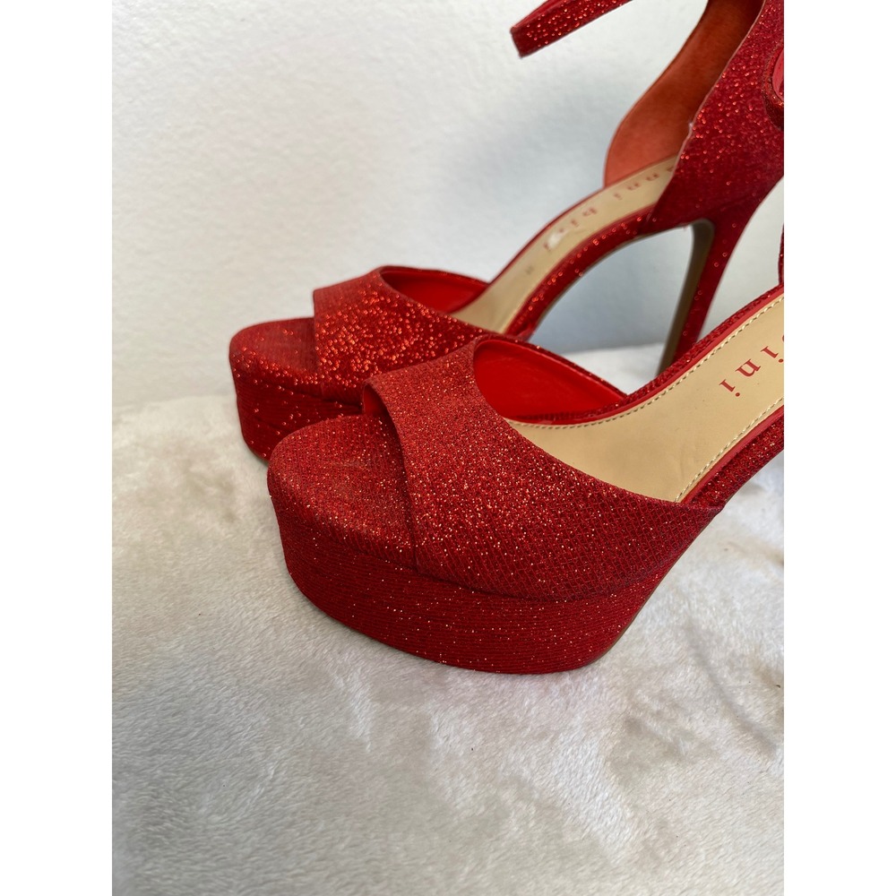 Gianni Bini Red Glitter Platform Heels Ankle Strap Sandals Womens 7.5 M - Picture 13 of 15